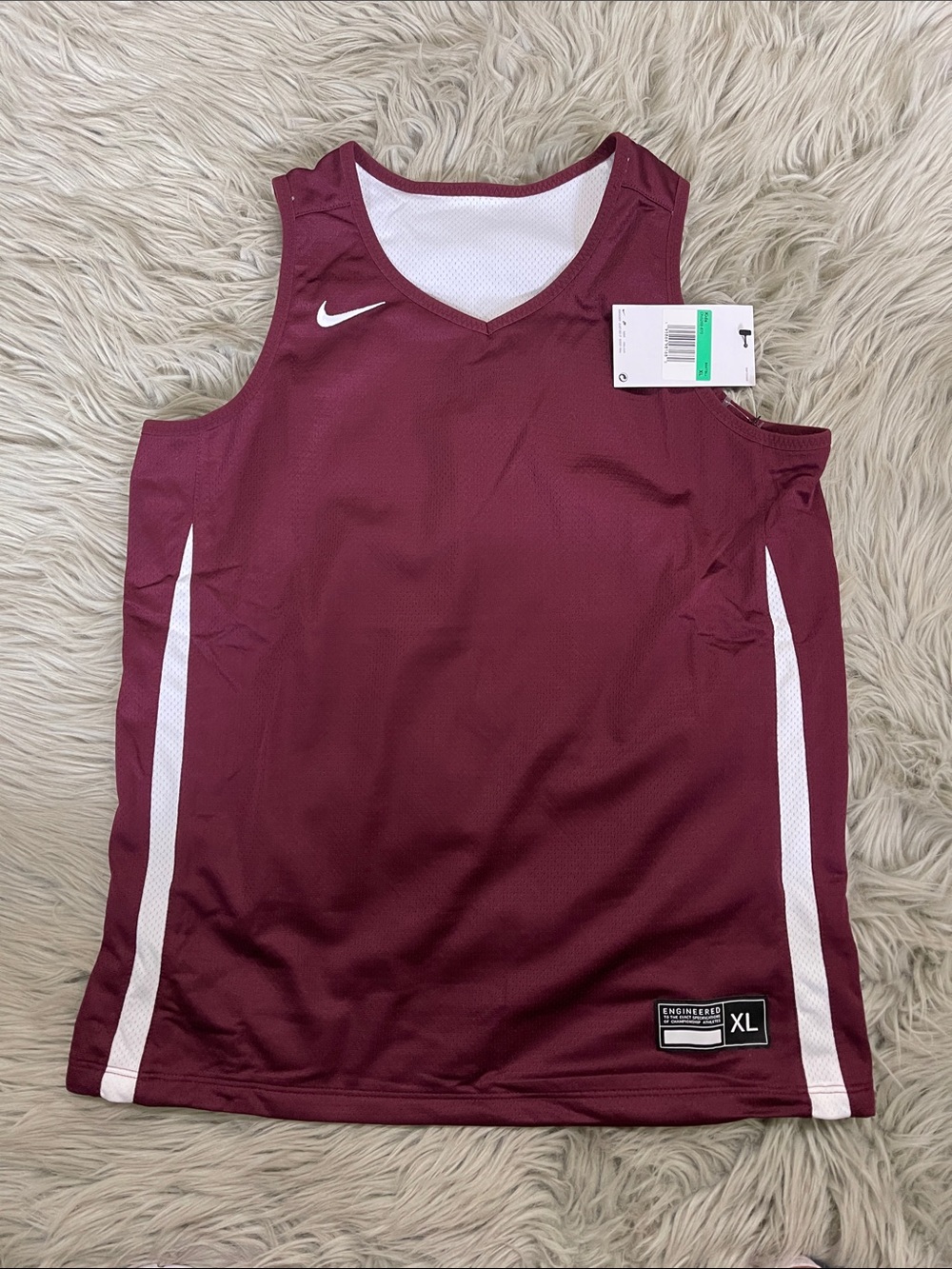 Nike Maroon and White Basketball Jersey
